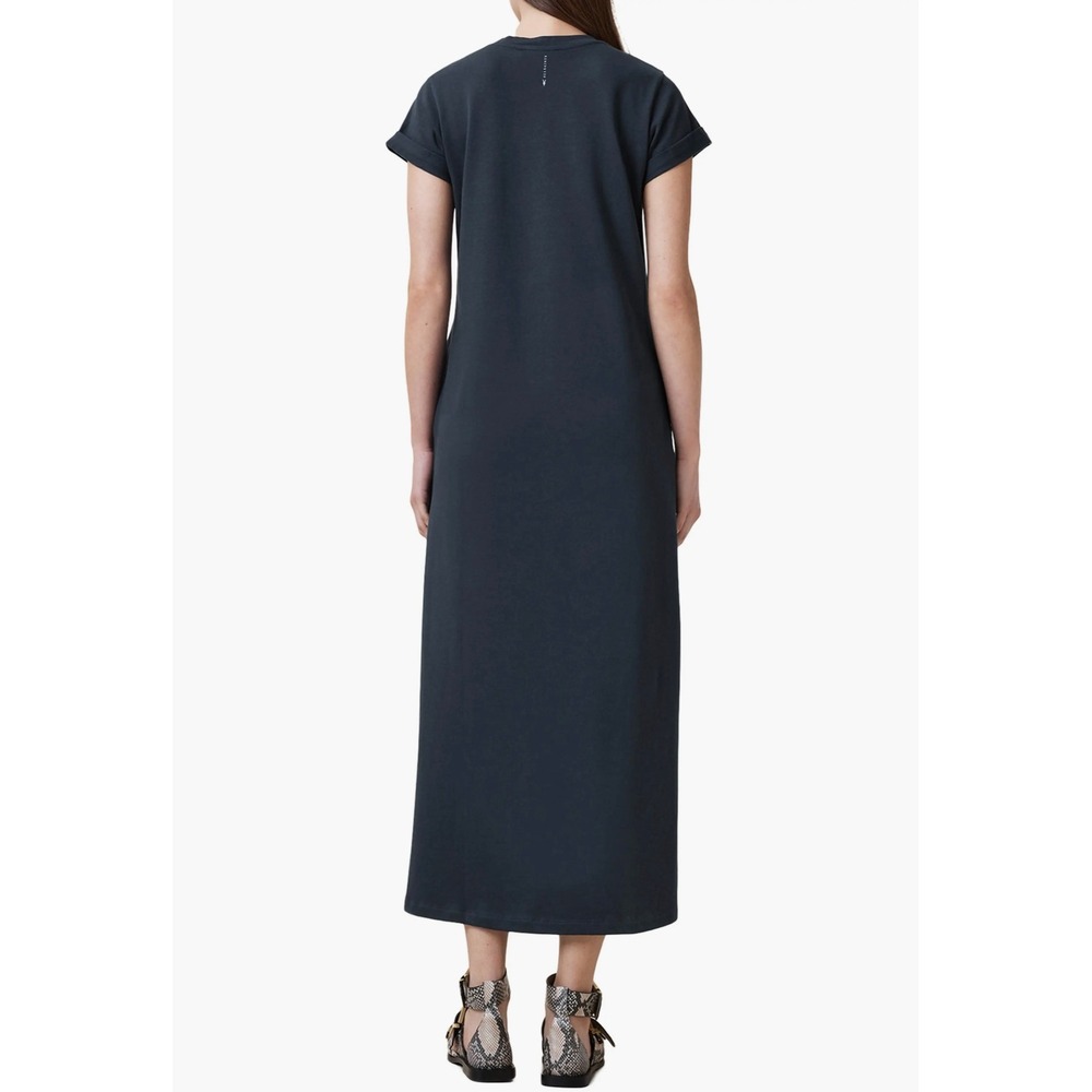 AllSaints Womens Navy Blue Cuffed Sleeve T-Shirt Maxi Dress with Pockets Size 6